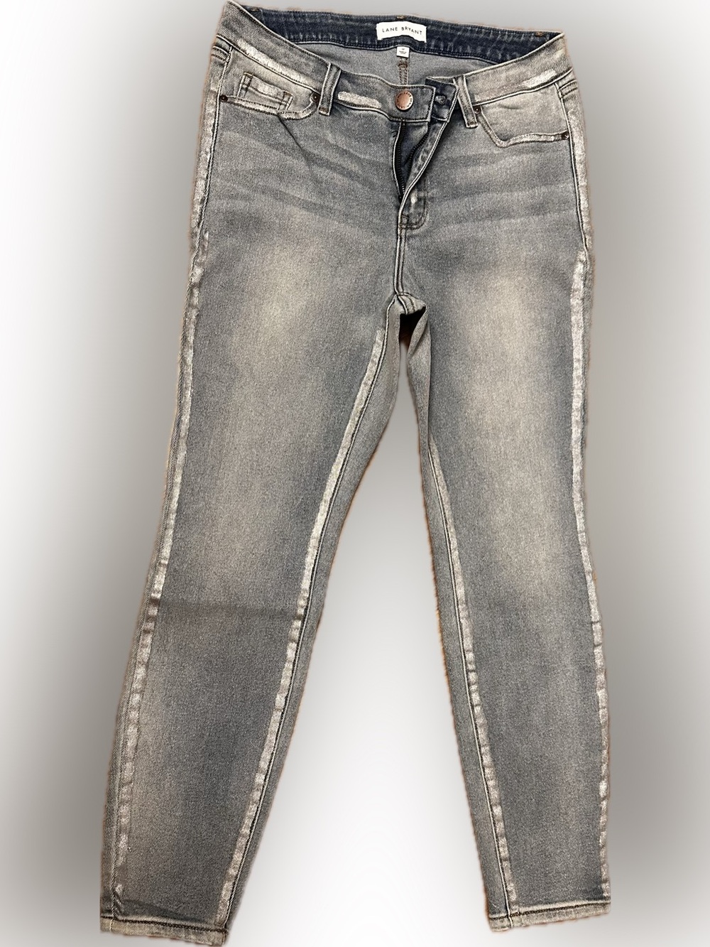 Lane Bryant Gray Skinny Jeans with Silver Side Trim